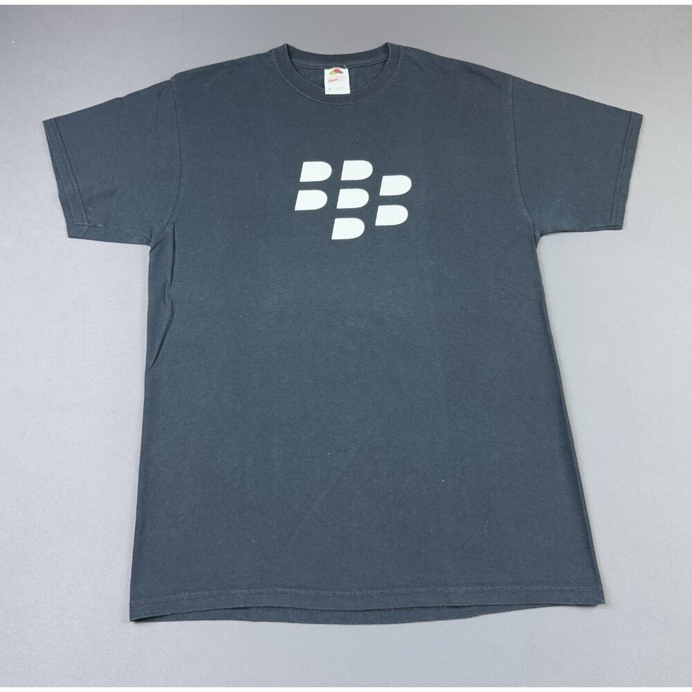 Rare Vintage Y2K Blackberry BBM Secure Mobile Smart Phone Promo Black Tee Medium